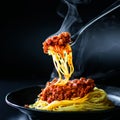 Italian spaghetti with a bolognese meat sauce Royalty Free Stock Photo