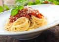 Italian spaghetti with bolognese sauce Royalty Free Stock Photo