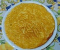 Italian spaghetti frittata with eggs and cheese