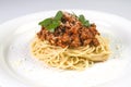 Italian spaghetti pasta with beef and tomato sauce bolognese Royalty Free Stock Photo