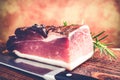 Italian speck smoked prosciutto Royalty Free Stock Photo