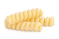 Italian spiral shaped pasta, Fusilli bucati macaroni, isolated on white background Royalty Free Stock Photo