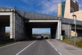 Italian state highway under bridge of the Emilia Romagna high-speed train Royalty Free Stock Photo