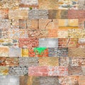 Italian stone and brick wall miscellany background Royalty Free Stock Photo