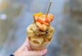 Italian street food in Venice - fritto misto in a cone Royalty Free Stock Photo