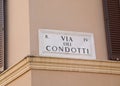 Italian Street Name of Via Condotti or officially Via dei Condot