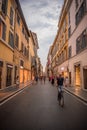 Italian street, Via dei Condotti, in the afternoon, in Rome, Italy Royalty Free Stock Photo