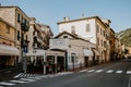 Italian street view, buildings and road, mediterranean village, Italy