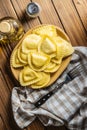 Italian stuffed pasta. Panzerotti pasta in bowl Royalty Free Stock Photo