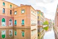 Italian style building or colorful vintage village community mall name `Venice Di Iris` at Bangkok Thailand. Royalty Free Stock Photo