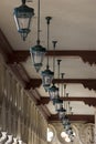 Italian Style Ceiling Lamps in a Row in Venetian , Las Vegas Royalty Free Stock Photo