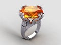 Italian style white gold orange sapphire ring Royalty Free Stock Photo