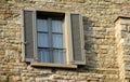 Italian style window on a brick house wall Royalty Free Stock Photo