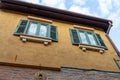 Italian style wooden faces, colorful Italian-style architecture