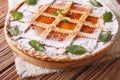 Italian tart with apricot jam and mint close up horizontal Royalty Free Stock Photo