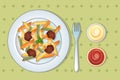 Italian tasty pasta concept background, cartoon style