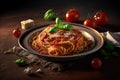 Italian tasty spaghetti with tomato sauce. Generative AI