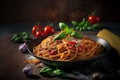 Italian tasty spaghetti with tomato sauce. Generative AI