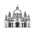 Italian Palace Icon Isolated, Ancient Church Silhouette, Italian Castle, Historical Architecture Minimal Design