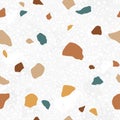 Italian terrazzo seamless pattern. Trendy endless texture design with repeatable scattered stone fragments of organic