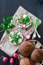 Italian tomato bruschetta with chopped vegetables, herbs and oil Royalty Free Stock Photo