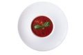 Italian Tomato Soup With Basil In White Bowl. Royalty Free Stock Photo