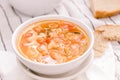 Italian tomato soup in a white bowl Royalty Free Stock Photo