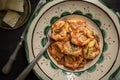 Italian Tortellini, Tomato Sauce, Mozzarella Cheese and Basil Royalty Free Stock Photo