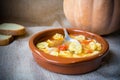Italian traditional food called tortellini in brodo with bread Royalty Free Stock Photo
