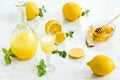 Italian traditional liqueur limoncello with lemon Royalty Free Stock Photo