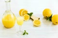 Italian traditional liqueur limoncello with lemon Royalty Free Stock Photo