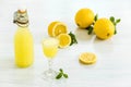 Italian traditional liqueur limoncello with lemon Royalty Free Stock Photo