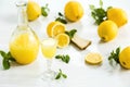 Italian traditional liqueur limoncello with lemon Royalty Free Stock Photo