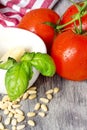 Italian traditional pasta ingredients on a wooden table Royalty Free Stock Photo