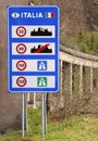 italian traffic sign on the border Royalty Free Stock Photo