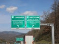 italian traffic signs with two roads Panoramica or Direttissima