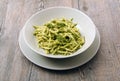 Italian troffie with pesto sauce Royalty Free Stock Photo