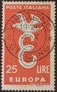 Italian used stamp from the Europa series - 3rd issue Royalty Free Stock Photo