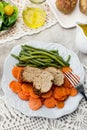 Italian veal meatloaf polpettone with carrots and sauce