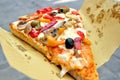 Italian vegetarian pizza on the streets of Italy Royalty Free Stock Photo