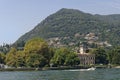 italian villa and mountain village on Lake Como, Italy Royalty Free Stock Photo