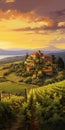 Italian Vineyard Landscape: A Medley Of Elegant Cityscapes And Whistlerian Inspirations Royalty Free Stock Photo