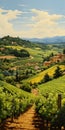 Italian Vineyard Landscape Painting In The Style Of Dalhart Windberg Royalty Free Stock Photo