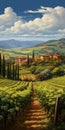 Italian Vineyard Landscape Painting In The Style Of Dalhart Windberg Royalty Free Stock Photo