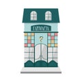 Italian vintage pharmacy exterior front view. Healthcare and medicine. Isolated flat vector illustration.