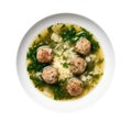 Italian Wedding Soup On White Plate On A White Background