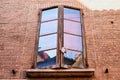Italian window on the brick wall Royalty Free Stock Photo