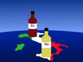 Italian wine with map Royalty Free Stock Photo