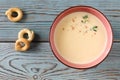 Italian wine soup with chicken soup with taralli - traditional italian bread biscuit