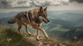 Italian Wolf\'s Playful Chase in the Apennine Mountains